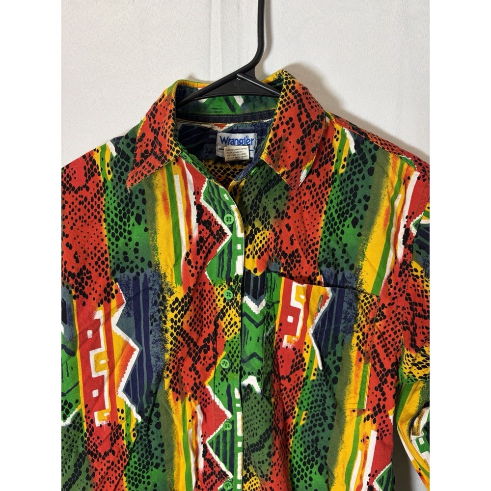 Vintage Mens Wrangler Size S Shirt Southwestern Aztec Brushpopper Print Rodeo - Picture 4 of 13
